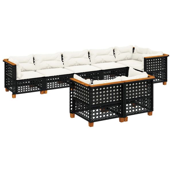 vidaXL Garden Sofa Set Black, Cream White