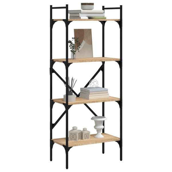 vidaXL Bookcase Sonoma oak Engineered wood, steel Large Bookcase