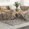 vidaXL Coffee Table Silver Stainless steel frame, solid reclaimed wood top