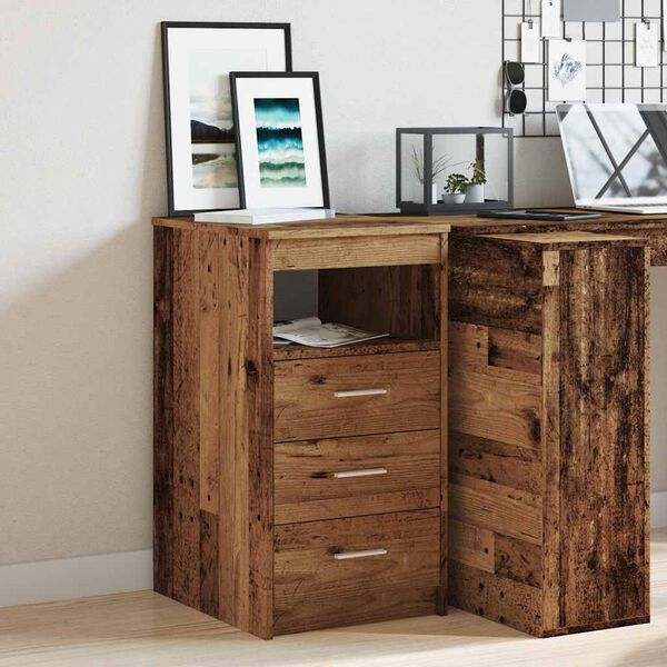 vidaXL Drawer Cabinet Old Wood Engineered Wood 15.7x19.7x29.9 in