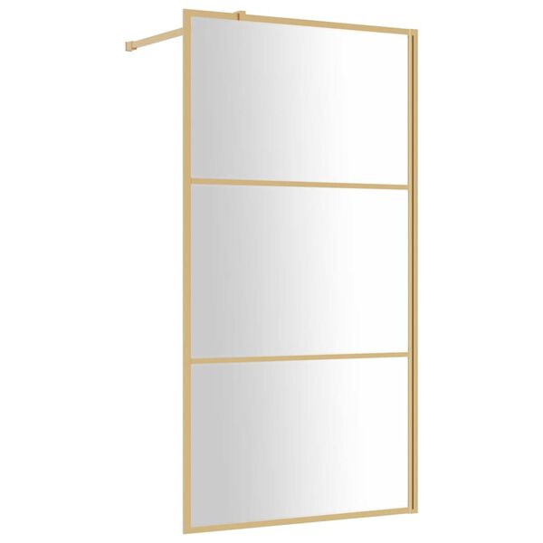 vidaXL Walk-in Shower Wall with Clear ESG Glass Gold 45.3"x76.8"
