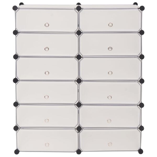 vidaXL Shoe Organizer White Plastic panels, Steel frame