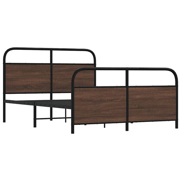 vidaXL Bed Frame Brown Oak Steel Full Bed Frame Rectangular Durable