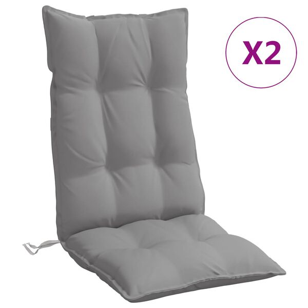vidaXL Highback Chair Cushion Set of 2 Gray Oxford fabric (100% polyester)