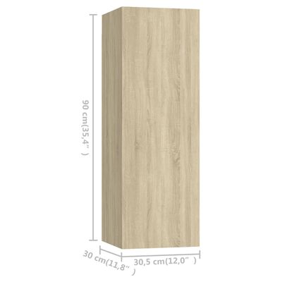 vidaXL TV Stands 4 pcs Sonoma Oak 12"x11.8"x35.4" Engineered Wood