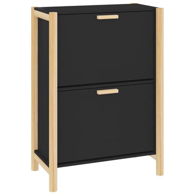 vidaXL Shoe Cabinet Black 22.6"x13"x31.5" Engineered Wood