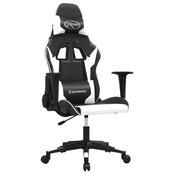 vidaXL Gaming Chair Black and White Faux Leather