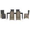 vidaXL Garden Dining Set with Cushion 7 pcs Grey Poly Rattan