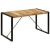 vidaXL Dining Table Brown and black Solid mango wood, powder-coated steel