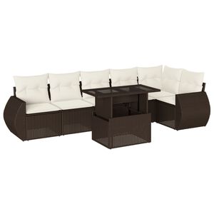 vidaXL Garden Sofa Set Brown