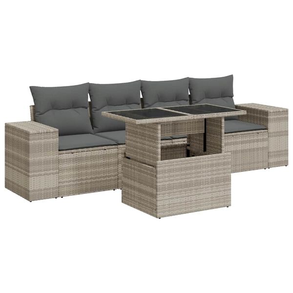 vidaXL Garden Sofa Set Light Grey with Dark Grey Cushions