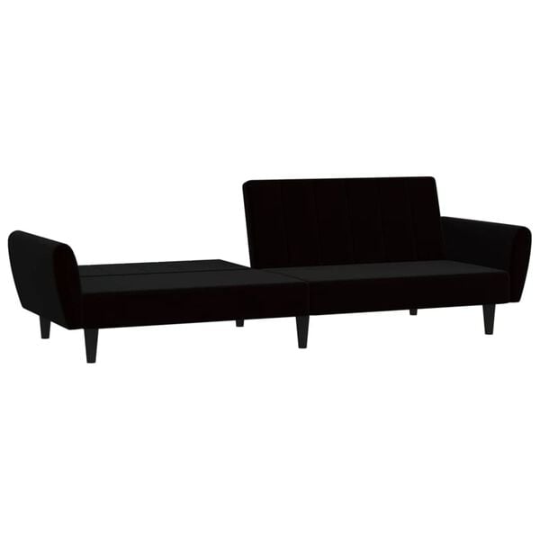 vidaXL Sofa Bed Black Velvet (100% polyester), Wood, Foam 2-Seater