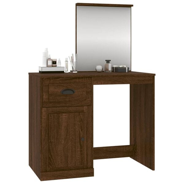 vidaXL Dressing Table Brown Oak Engineered Wood, Acrylic Dressing Table
