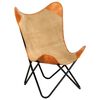 vidaXL Butterfly Chair Brown Genuine leather, canvas, powder-coated iron
