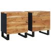 vidaXL Bedside Cabinet Set of 2 Natural wood with black frame