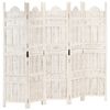vidaXL Hand carved 5-Panel Room Divider White 78.7"x65" Solid Mango Wood