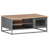 vidaXL Coffee Table Gray Solid Acacia wood, glass, powder-coated steel