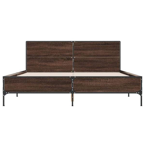vidaXL Bed Frame Brown Oak Engineered Wood Double Bed Frame