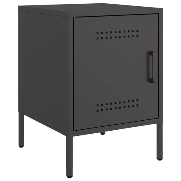 vidaXL Bedside Cabinet Set of 2 Black Steel Medium Adjustable Feet