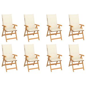 vidaXL Garden Chair Set of 8 Teak/Wood Solid Teak Wood, Polyester Medium