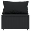 vidaXL Patio Middle Sofa Black PE Rattan, Powder-Covered Steel, Fabric