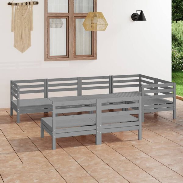 vidaXL Garden Lounge Set Grey Solid pinewood Large Modular
