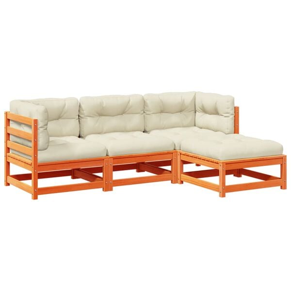 vidaXL Garden Sofa Set Wax brown Solid pine wood Large Modular