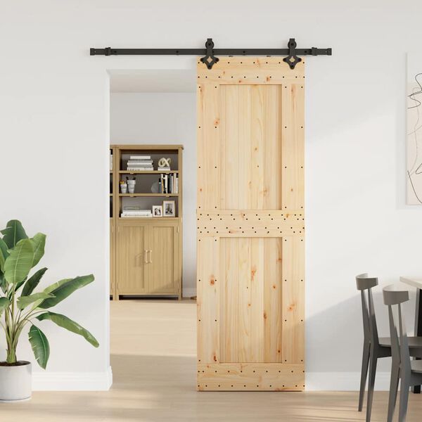 vidaXL Sliding Door with Hardware Set 27.6x82.7" Solid Wood Pine