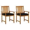 vidaXL Patio Chairs with Cushions 2 pcs Solid Acacia Wood