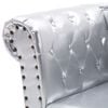 vidaXL Chaise Longue Silver Artificial leather, solid wood frame Large