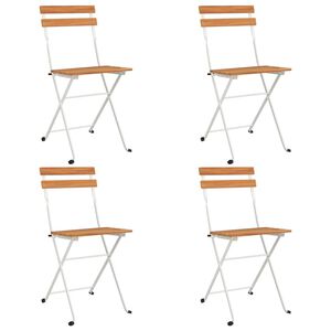 vidaXL Folding Bistro Chair Set of 4 Natural wood
