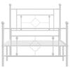 vidaXL Bed Frame White Steel Single Bed Frame Rectangular Modern