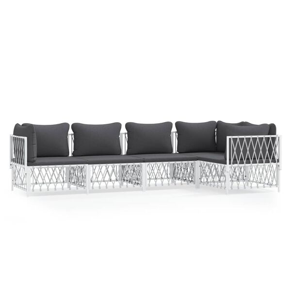 vidaXL Garden Lounge Set White, Dark Grey
