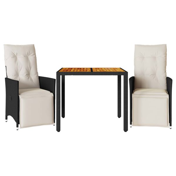 vidaXL Bistro Set Black PE rattan Standard Bistro Set Rectangular