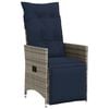 vidaXL Reclining Patio Chair with Cushions Gray Poly Rattan