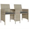 vidaXL Patio Sofa 2-Seater with Table and Stools Light Grey Poly Rattan