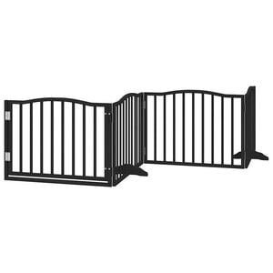 vidaXL Dog Gate Set of 4 Black Poplar Wood Large Foldable Dog Gate