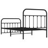 vidaXL Bed Frame Black Powder-Coated Steel Twin Bed Frame Rectangular