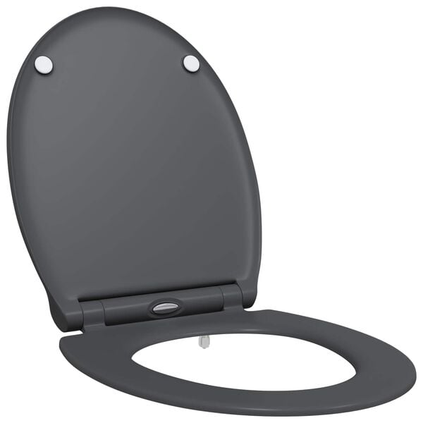 vidaXL Toilet Seat Anthracite 17.91 x 14.76 x 1.50 in Duroplast