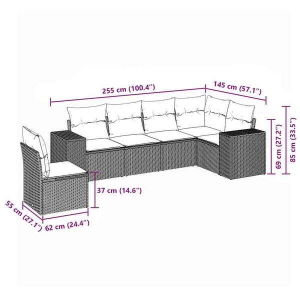 vidaXL Garden Sofa Set Black, Cream White