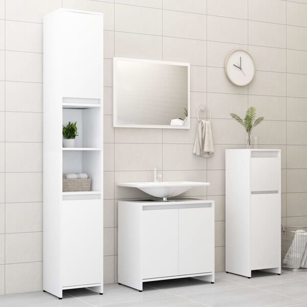 vidaXL Bathroom Furniture Set White Engineered Wood Medium