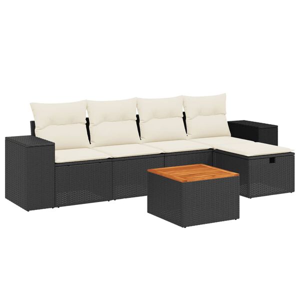vidaXL Garden Sofa Set Black