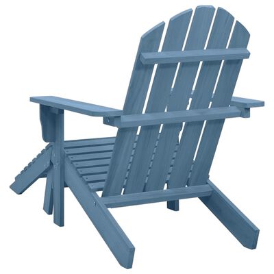 vidaXL Patio Adirondack Chair with Ottoman Solid Fir Wood Blue