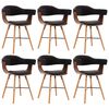 vidaXL Dining Chair Set of 6 Black upholstery with dark brown frame