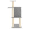 vidaXL Cat Tree Light grey Engineered wood, plush, sisal Medium Durable