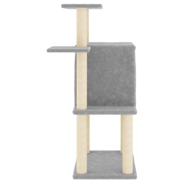 vidaXL Cat Tree Light grey Engineered wood, plush, sisal Medium Durable