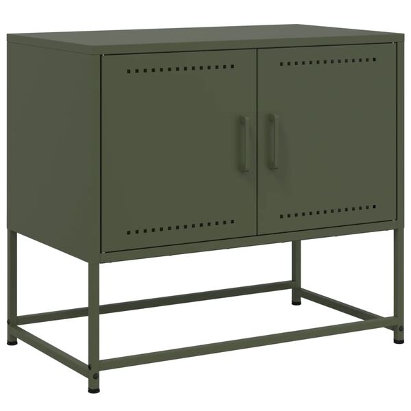 vidaXL TV Cabinet Olive Green Steel Medium TV Cabinet Rectangular