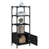 vidaXL Bookcase Black Engineered wood, metal 3-Tier Adjustable Feet