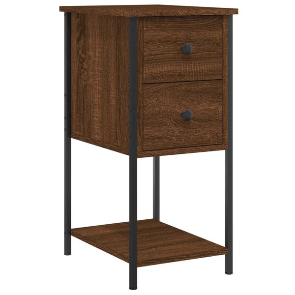 vidaXL Bedside Cabinet Set of 2 Brown Oak Engineered wood, Iron