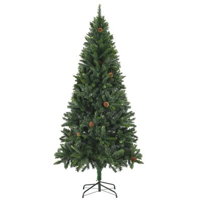 vidaXL Artificial Christmas Tree with Pine Cones Green 6 ft